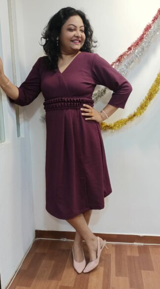 Wine Pleated dress